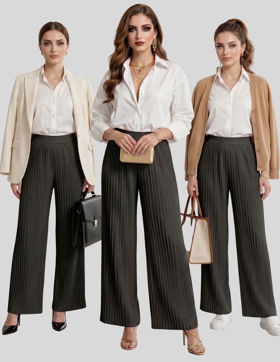 Pantalón plisado malabis para mujer