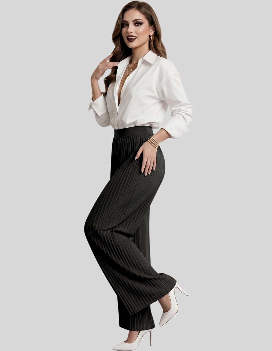 Pantalón plisado malabis para mujer