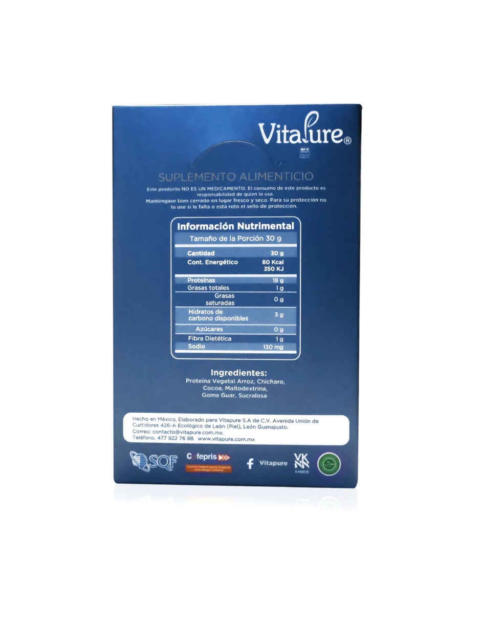 Vita vegetal chocolate Vitapure con proteína de arroz de chícharo y Probióticos