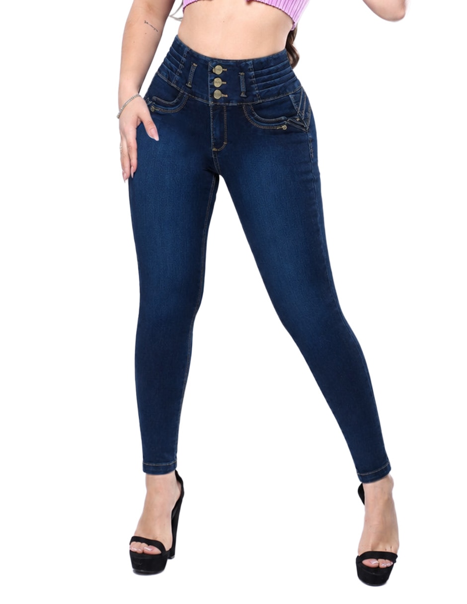 Jeans skinny media cintura para mujer