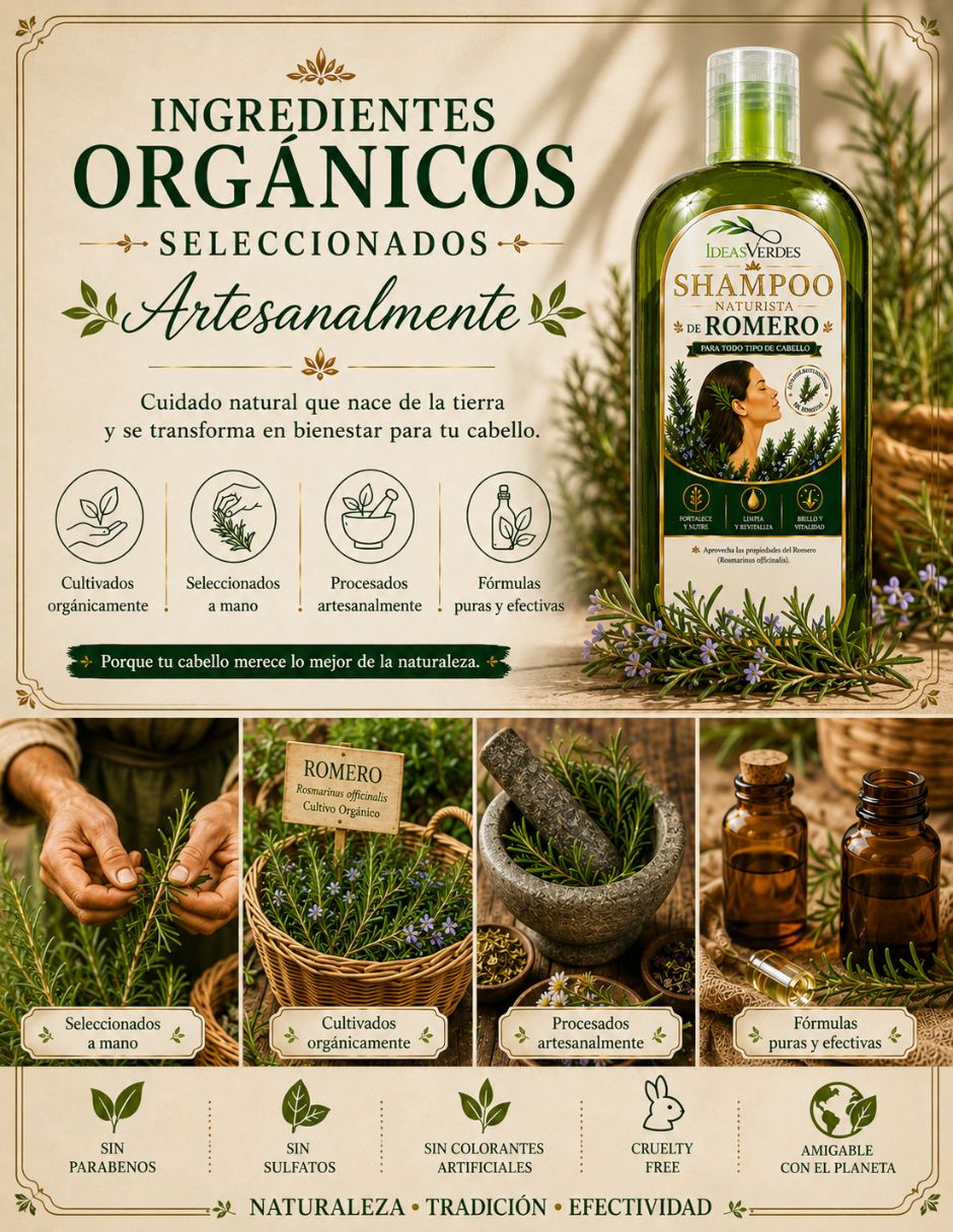 Shampoo anticaída para cabello todo tipo de romero Ideas Verdes