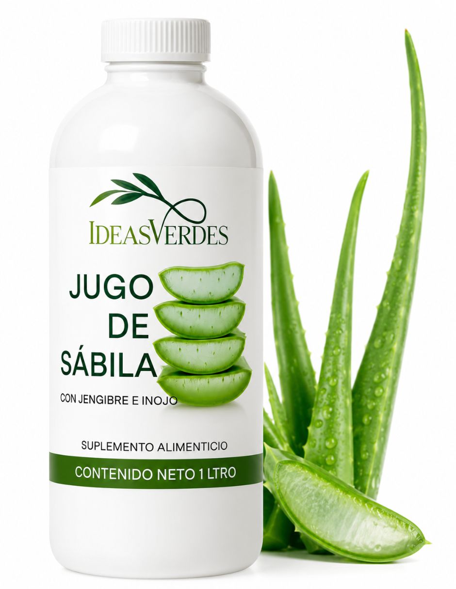 Jugo de sabila con jengibre e hinojo con aloe barbadensis sabor dulce Jugo de sabila con jengibre e hinojo con aloe barbadensis sabor dulce