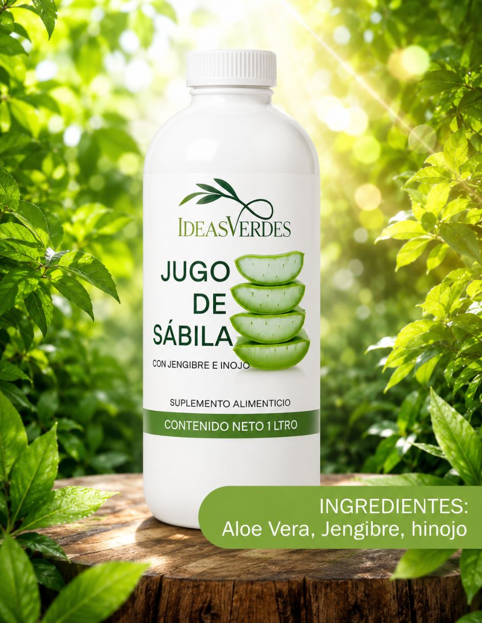 Jugo de sabila con jengibre e hinojo con aloe barbadensis sabor dulce 6