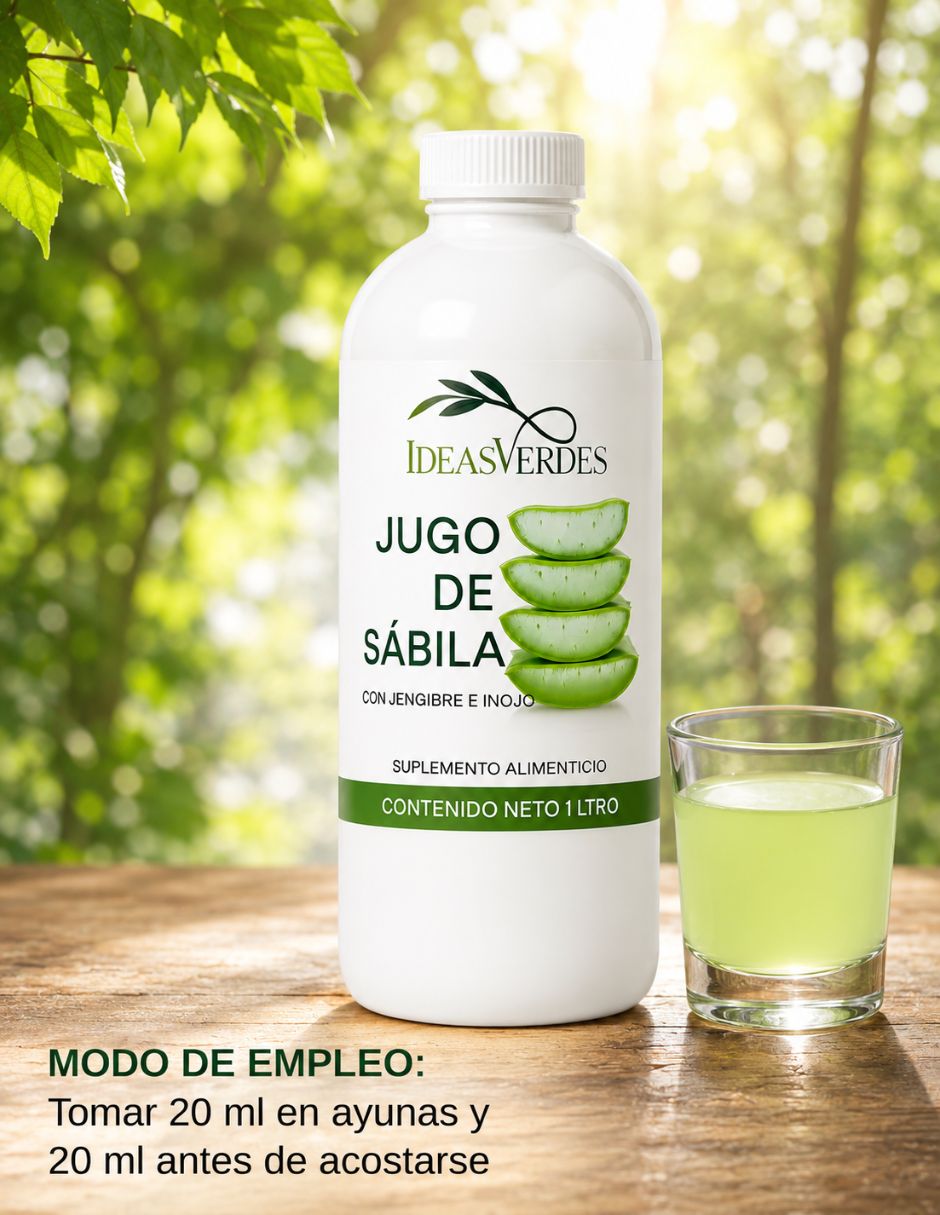 Jugo de sabila con jengibre e hinojo con aloe barbadensis sabor dulce 2
