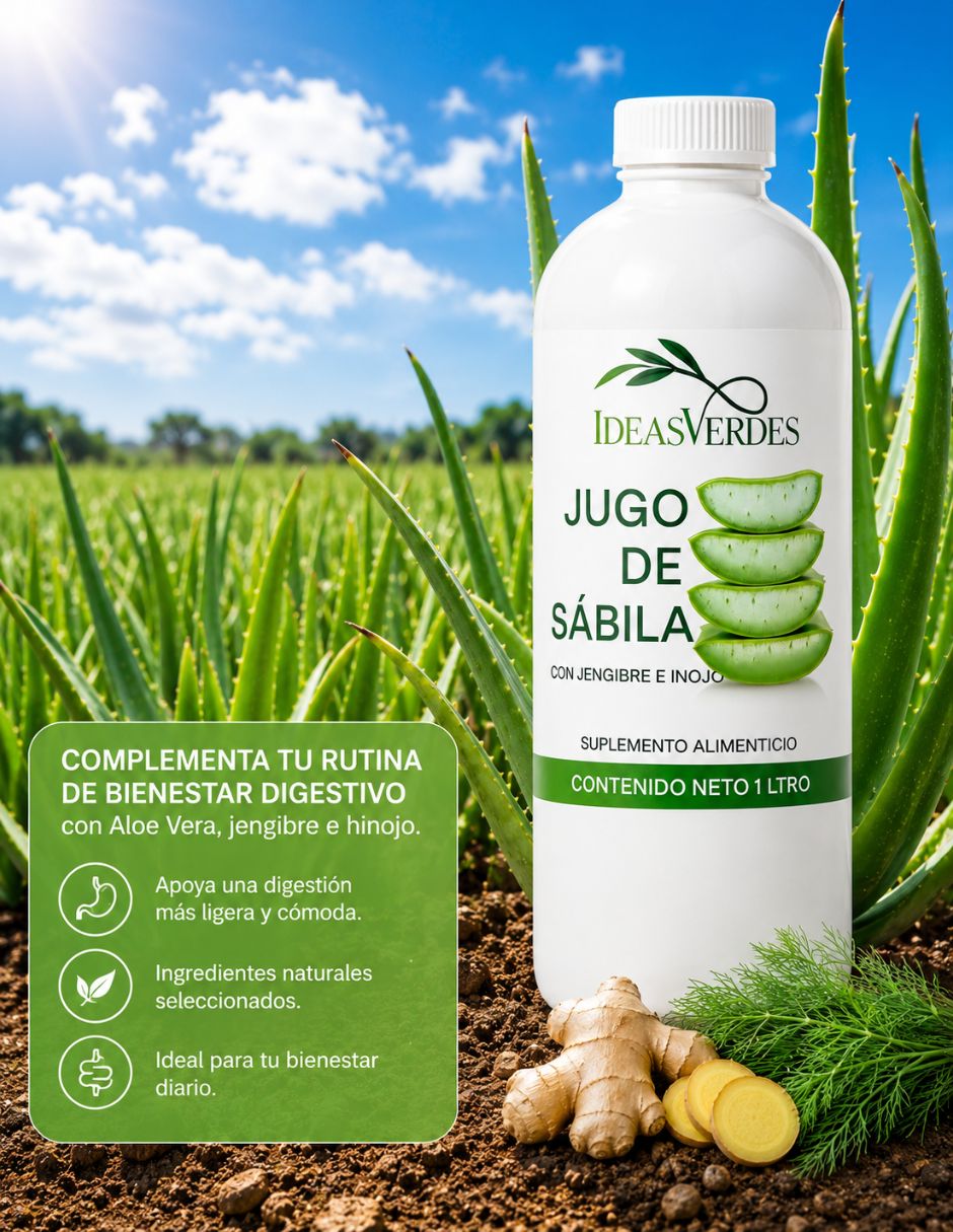 Jugo de sabila con jengibre e hinojo con aloe barbadensis sabor dulce 7