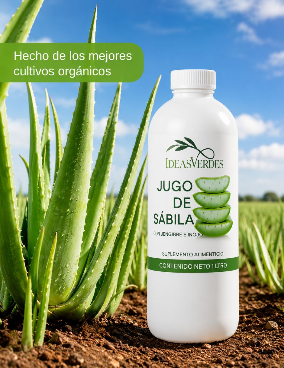 Jugo de sabila con jengibre e hinojo con aloe barbadensis sabor dulce 3