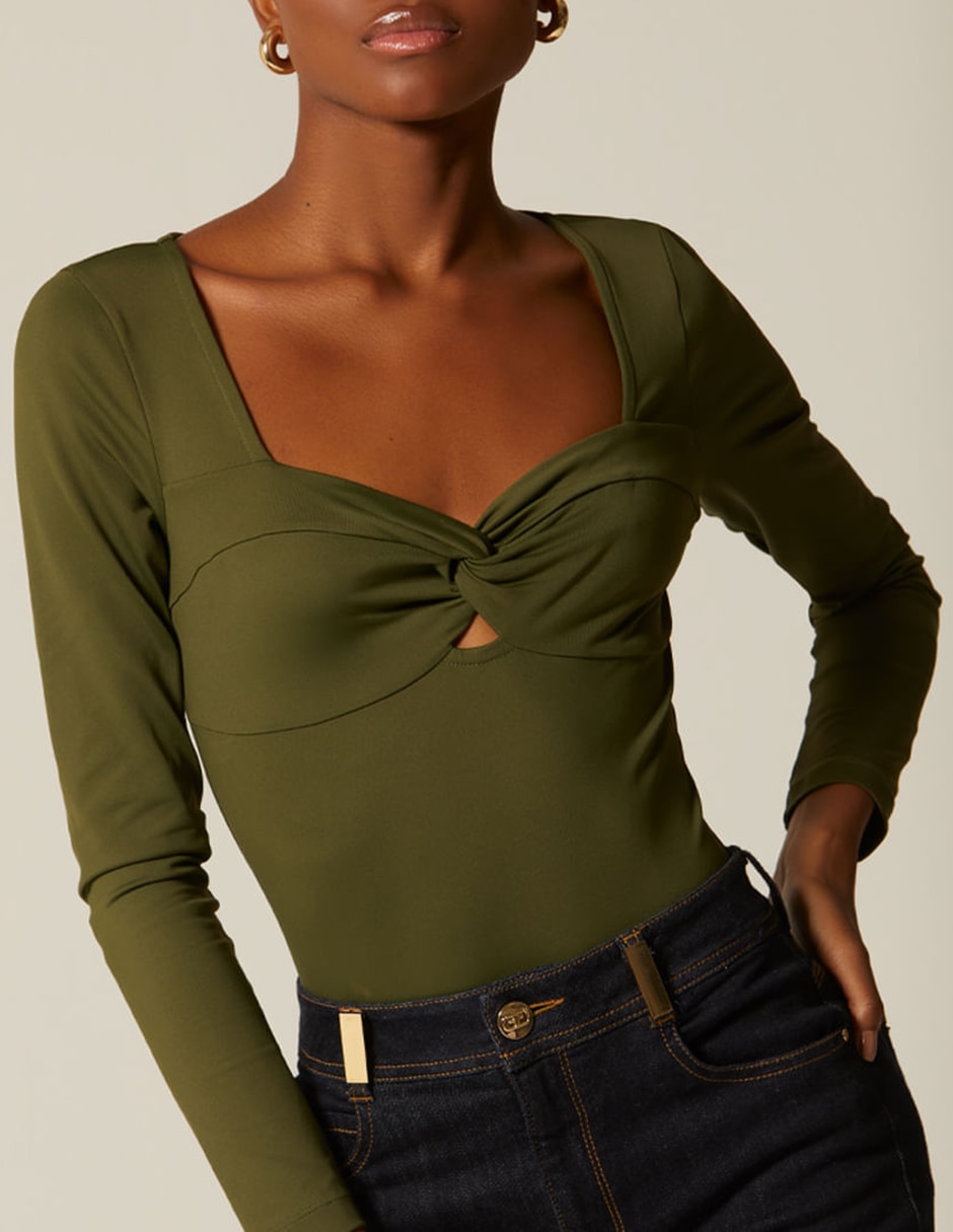 Body studio f cuello con escote corazón para mujer