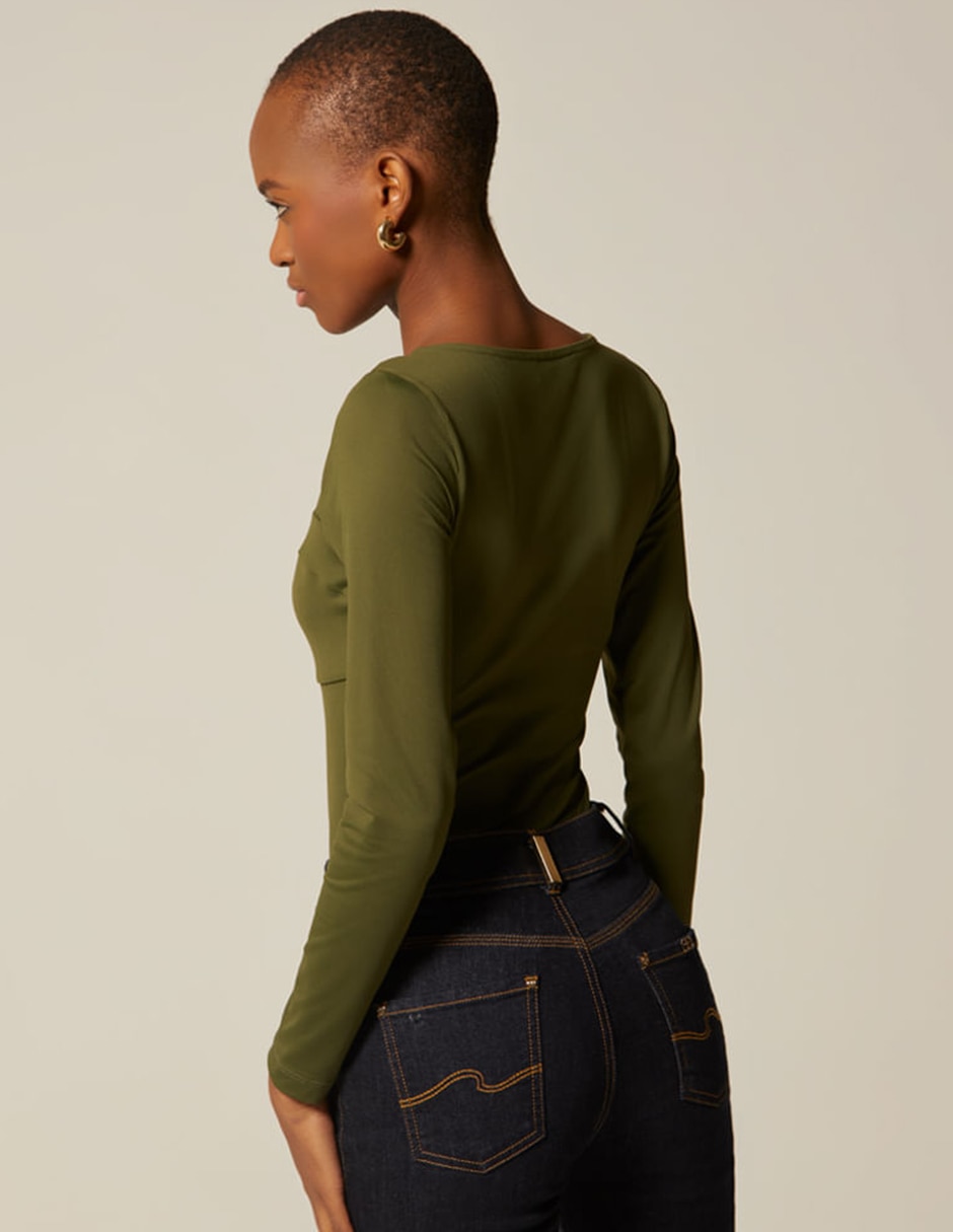Body studio f cuello con escote corazón para mujer