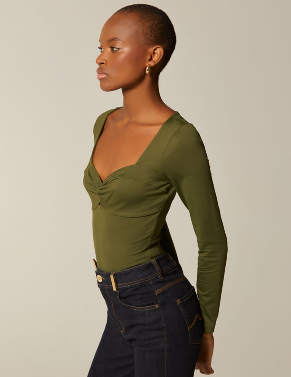 Body studio f cuello con escote corazón para mujer