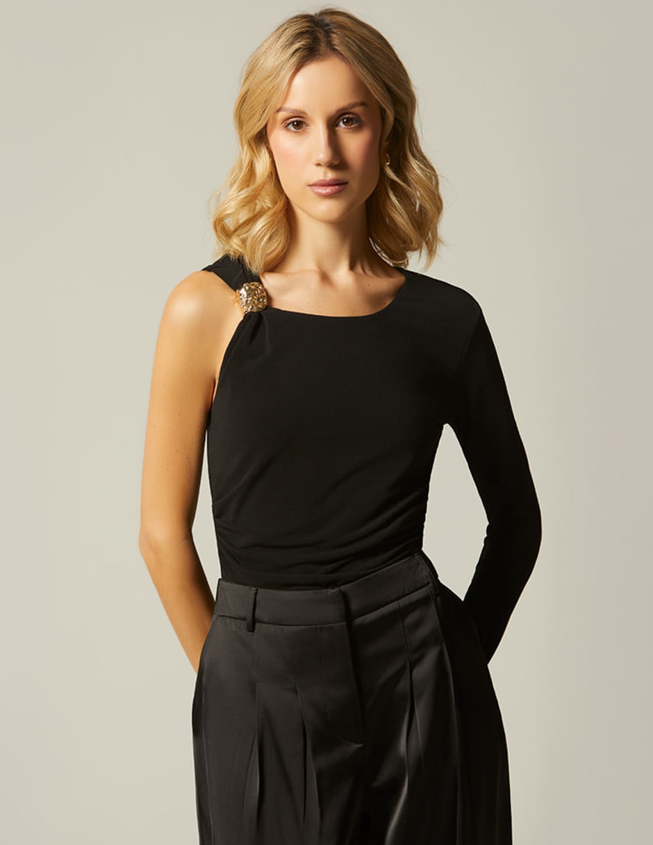 Body cuello con escote redondo para mujer