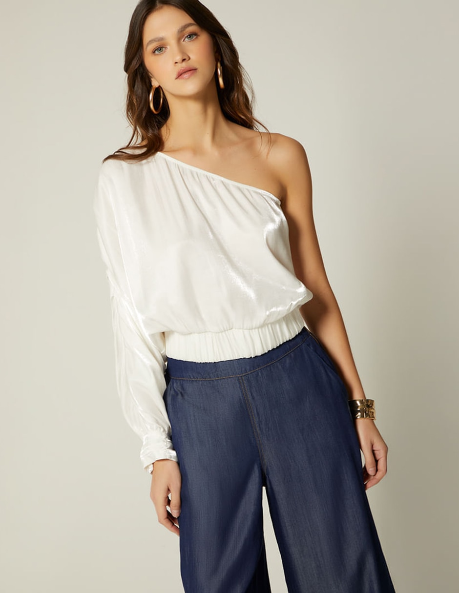 Blusa Studio f Destello Glam manga larga para mujer