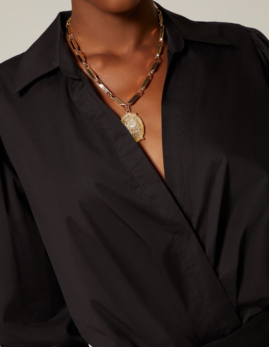 Body studio f cuello camisero escote v para mujer
