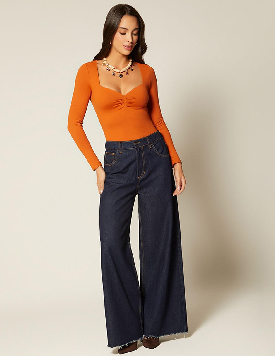 Body studio f cuello con escote corazón para mujer