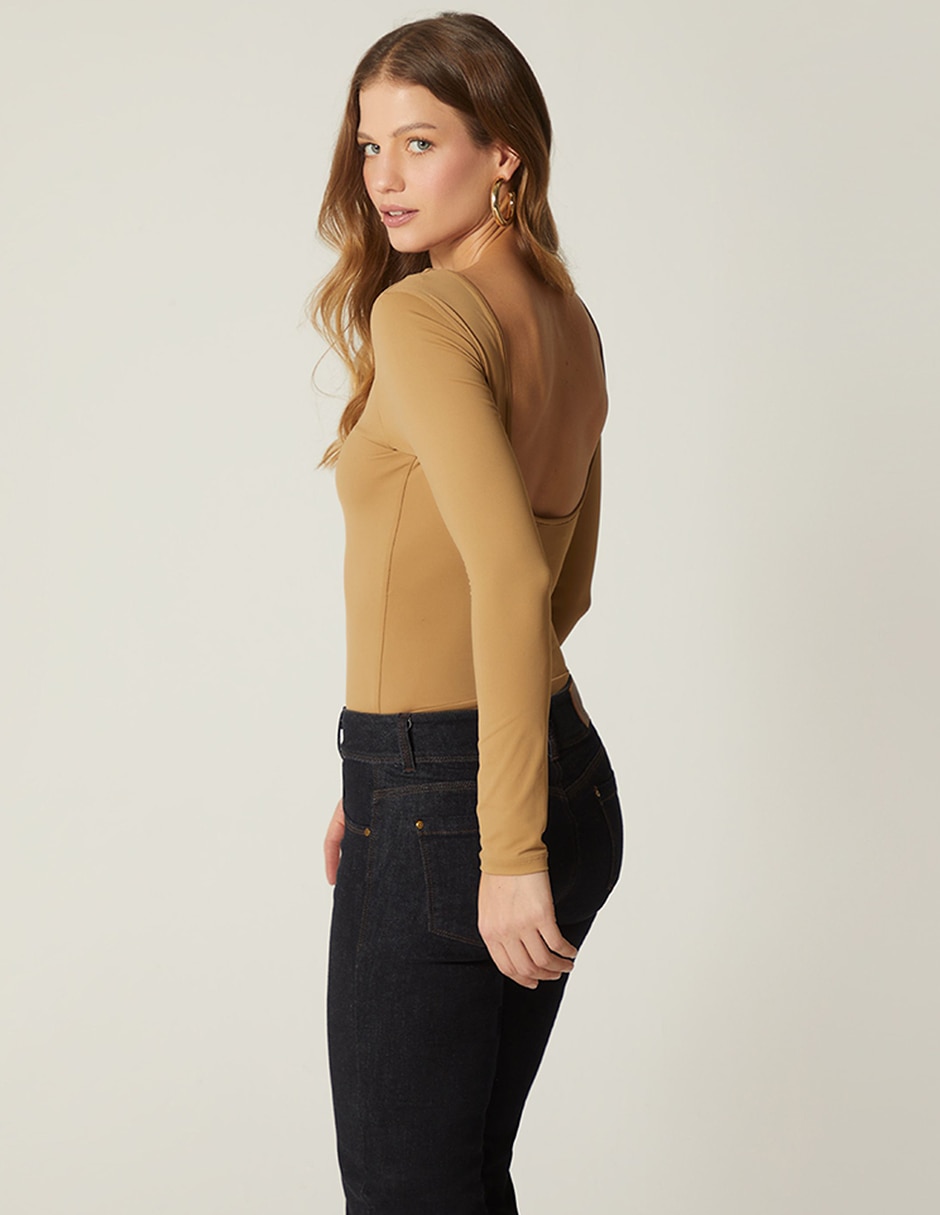 Body studio f cuello redondo escote espalda abierta para mujer