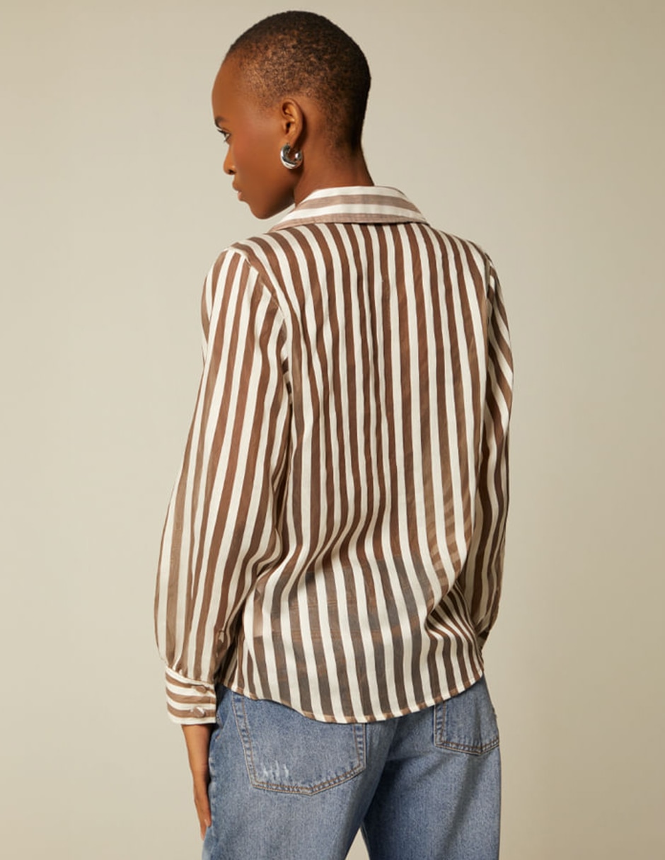 Blusa camisera studio f manga larga para mujer