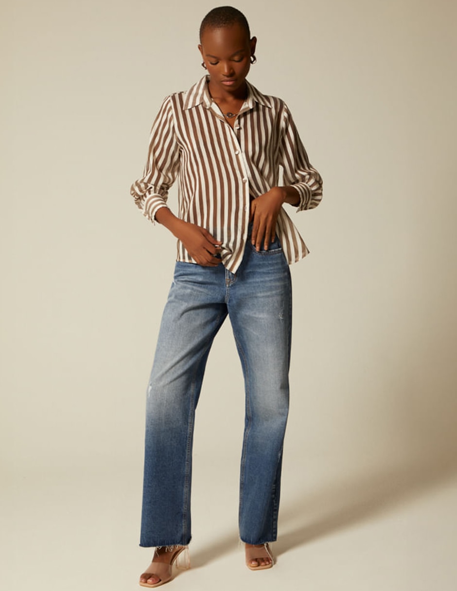 Blusa camisera studio f manga larga para mujer