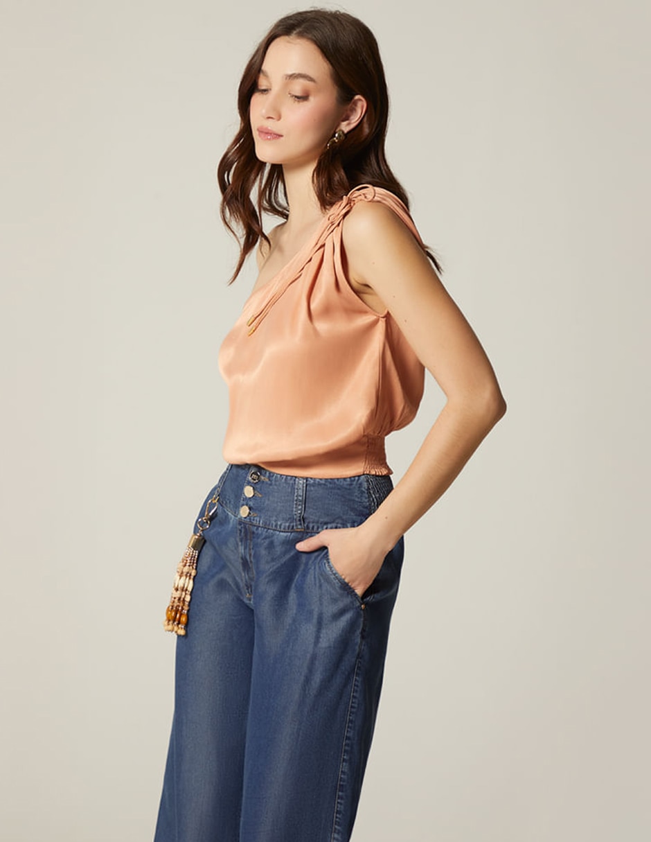Blusa lujo floral sin manga para mujer 2
