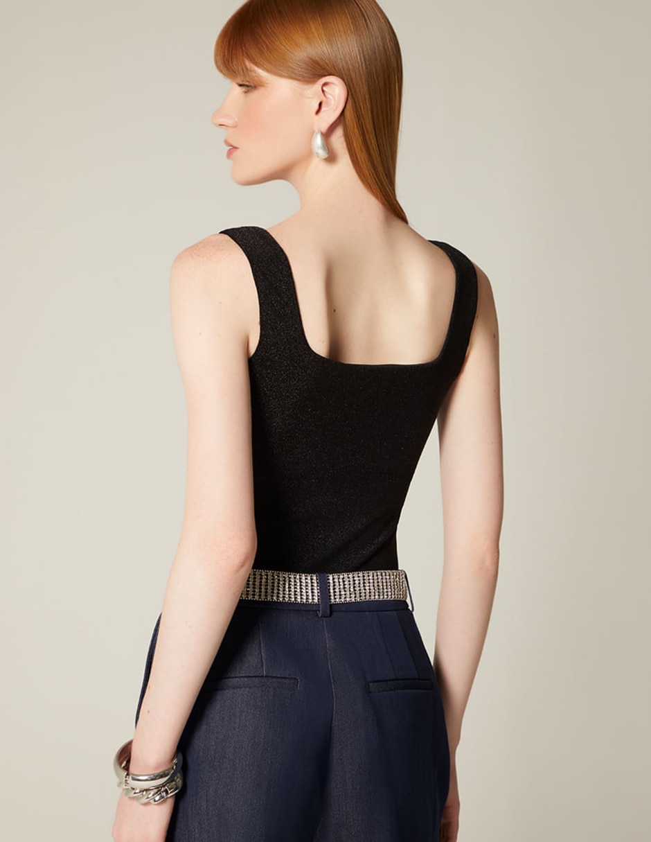 Body studio f cuello con escote cuadrado para mujer