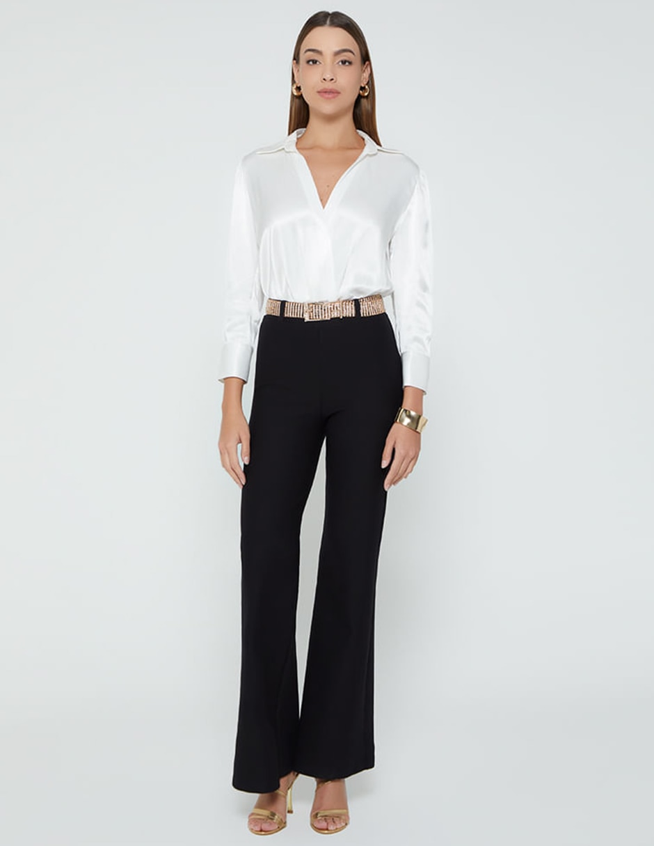 Pantalón relaxed studio f acampanado para mujer