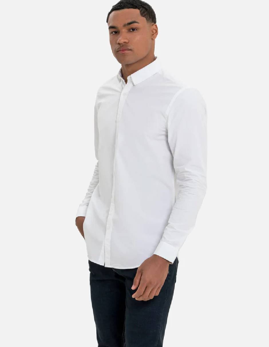 Camisa casual de algodón manga larga para hombre