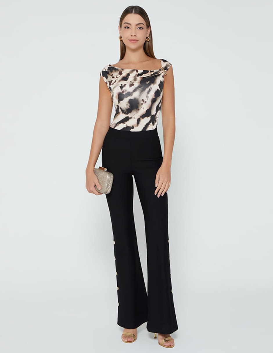 Pantalón relaxed studio f acampanado para mujer