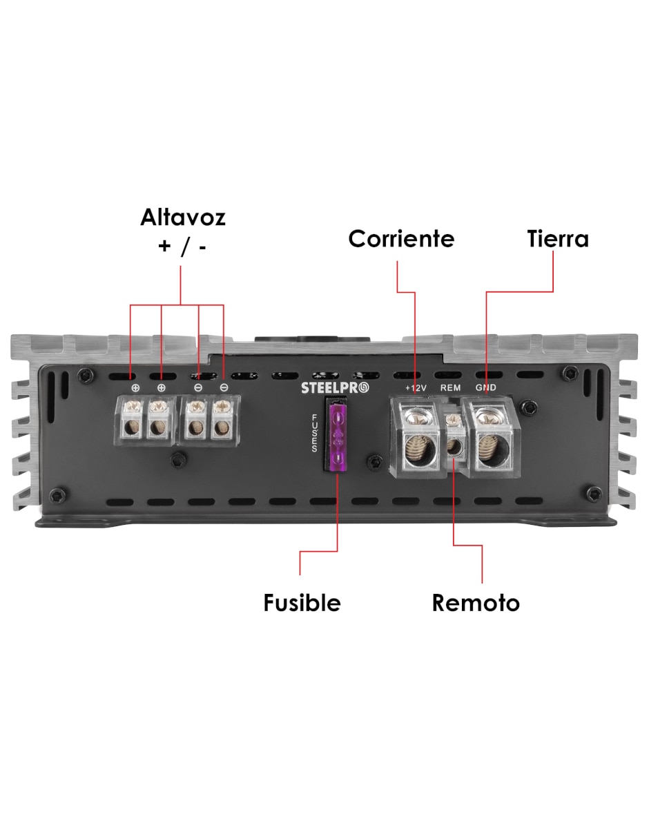 Amplificador para auto Steelpro CX-1.400 de 9-16 VDC