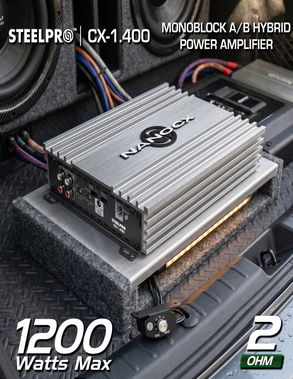 Amplificador para auto Steelpro CX-1.400 de 9-16 VDC