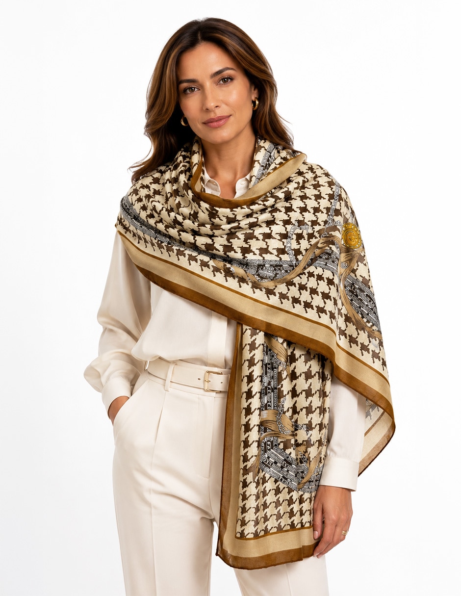 Pashmina con estampado escocés para mujer