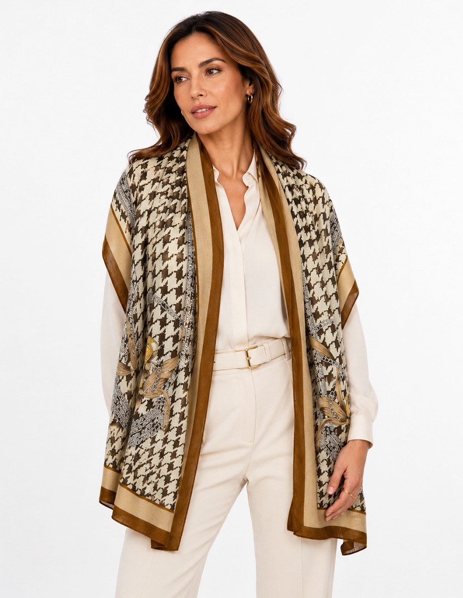 Pashmina Twist Side con estampado escocés para mujer