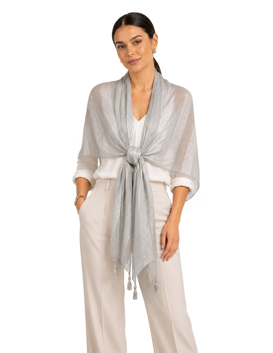 Pashmina con estampado a rayas para mujer