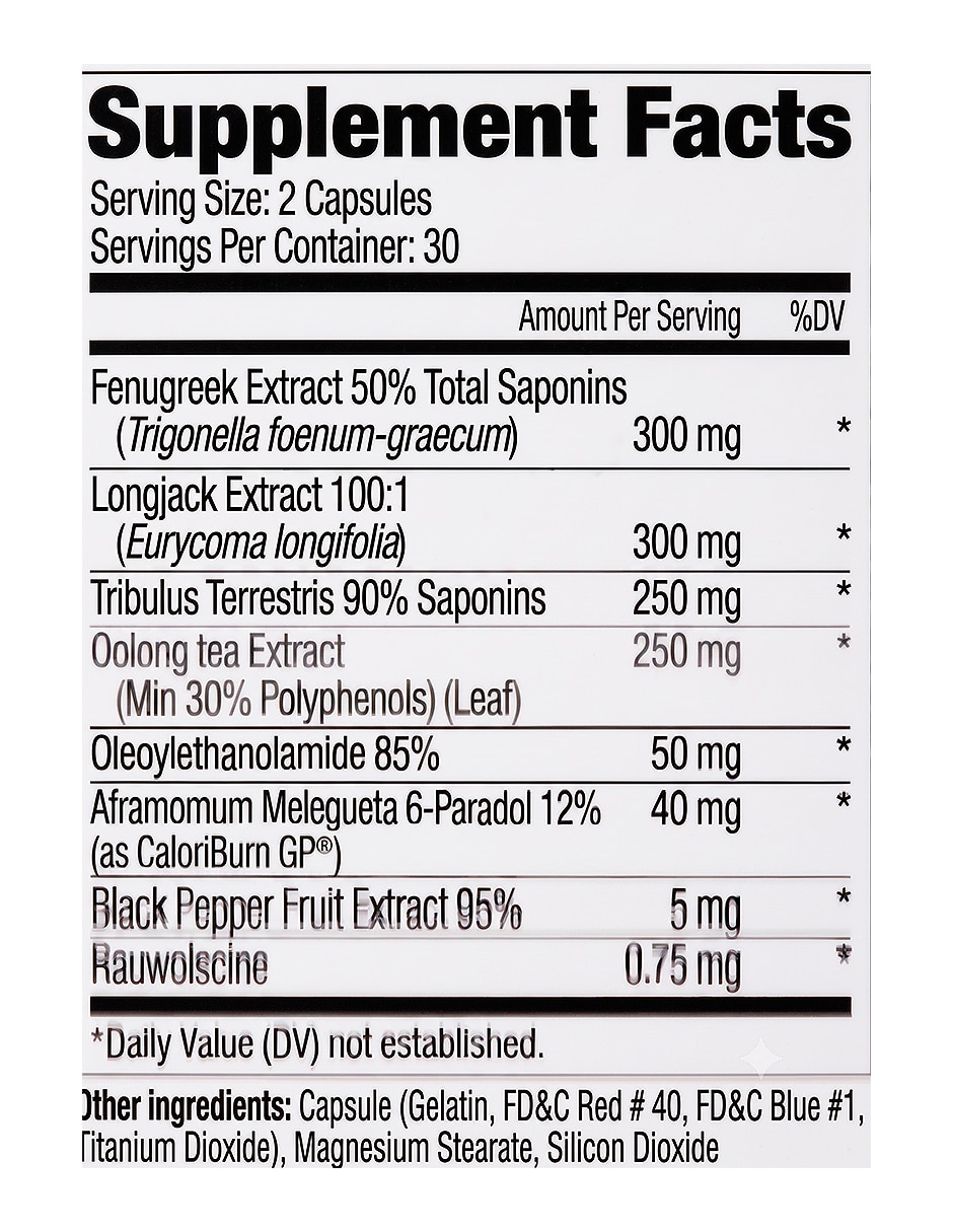 Testrol fire 60 caps con Tribulus Terrestris Fruit 3