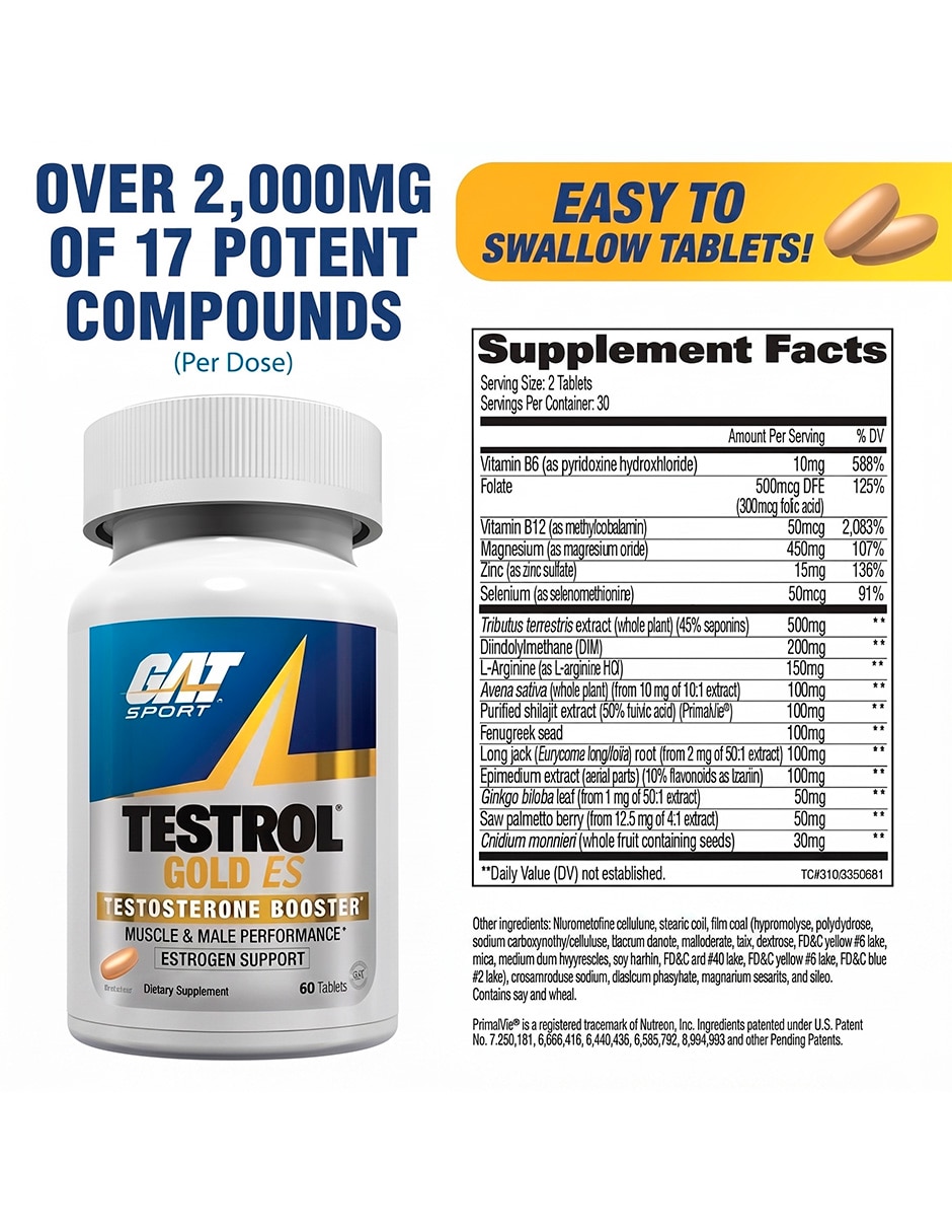 Suplemento Gat Sport Testrol Gold ES 60 comprimidos con semilla de Fenogreco 3