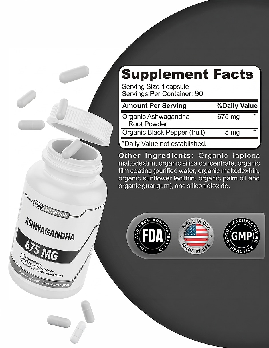 Ashwagandha 675 mg 90 caps Pure Nutrition