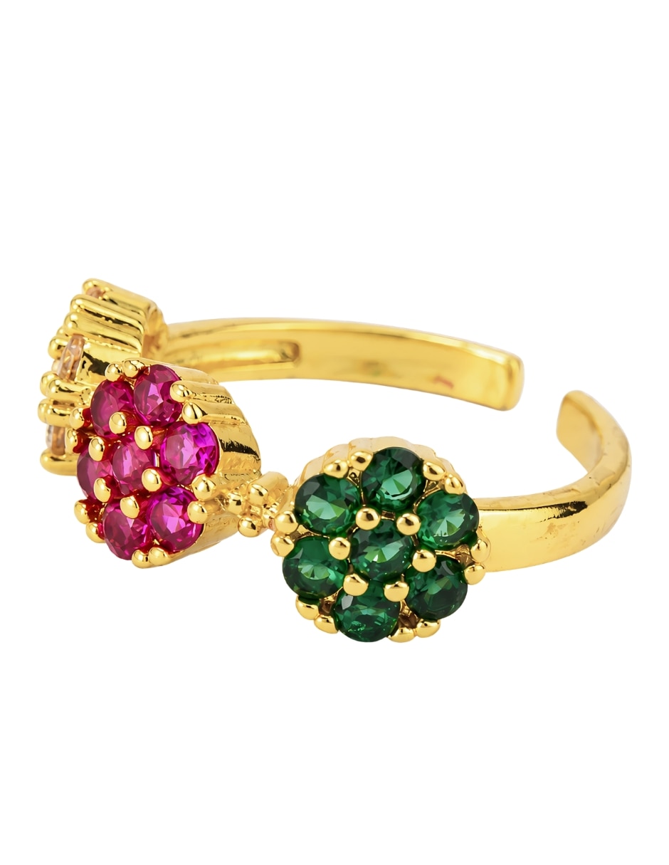 Anillo de flor Bloom zirconia baño de oro 3