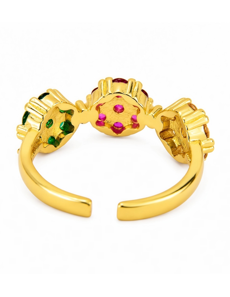 Anillo de flor Bloom zirconia baño de oro 5