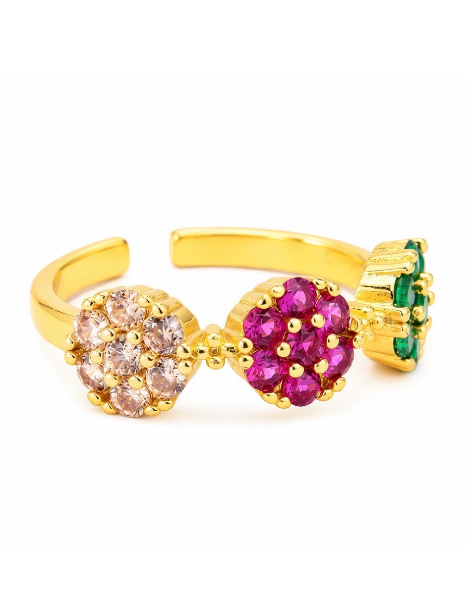 Anillo de flor Bloom zirconia baño de oro 6