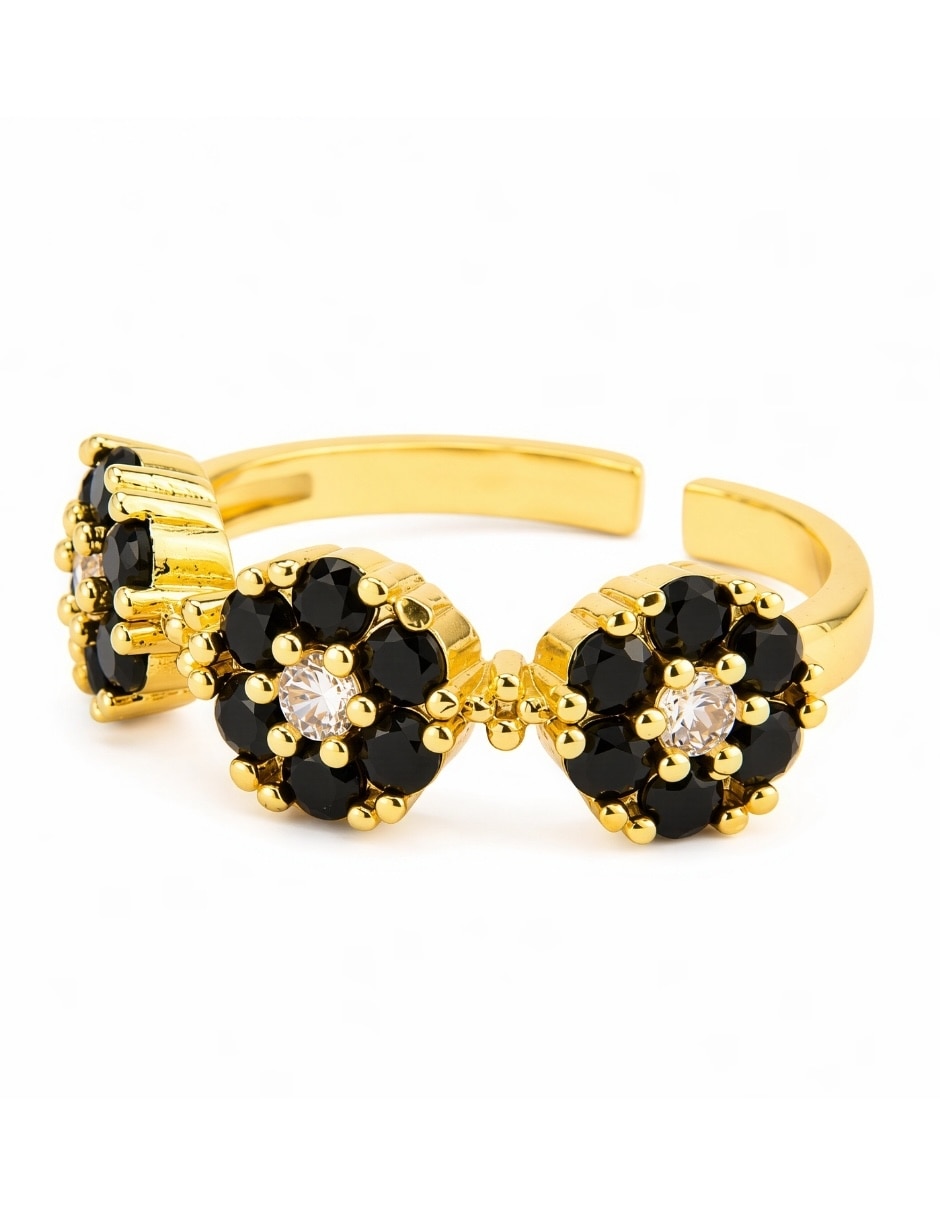 Anillo de flor Yoiko Bloom zirconia baño de oro