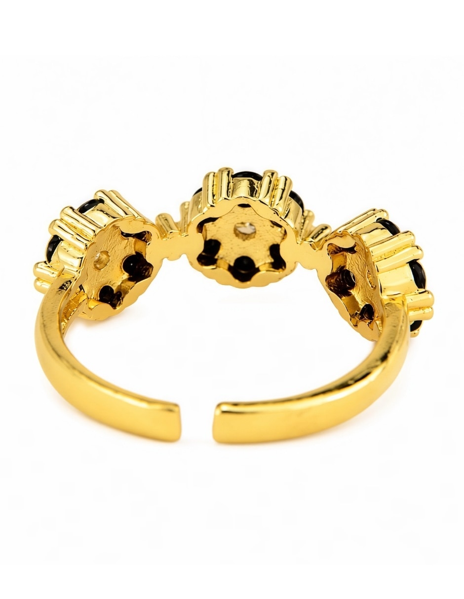 Anillo de flor Yoiko Bloom zirconia baño de oro