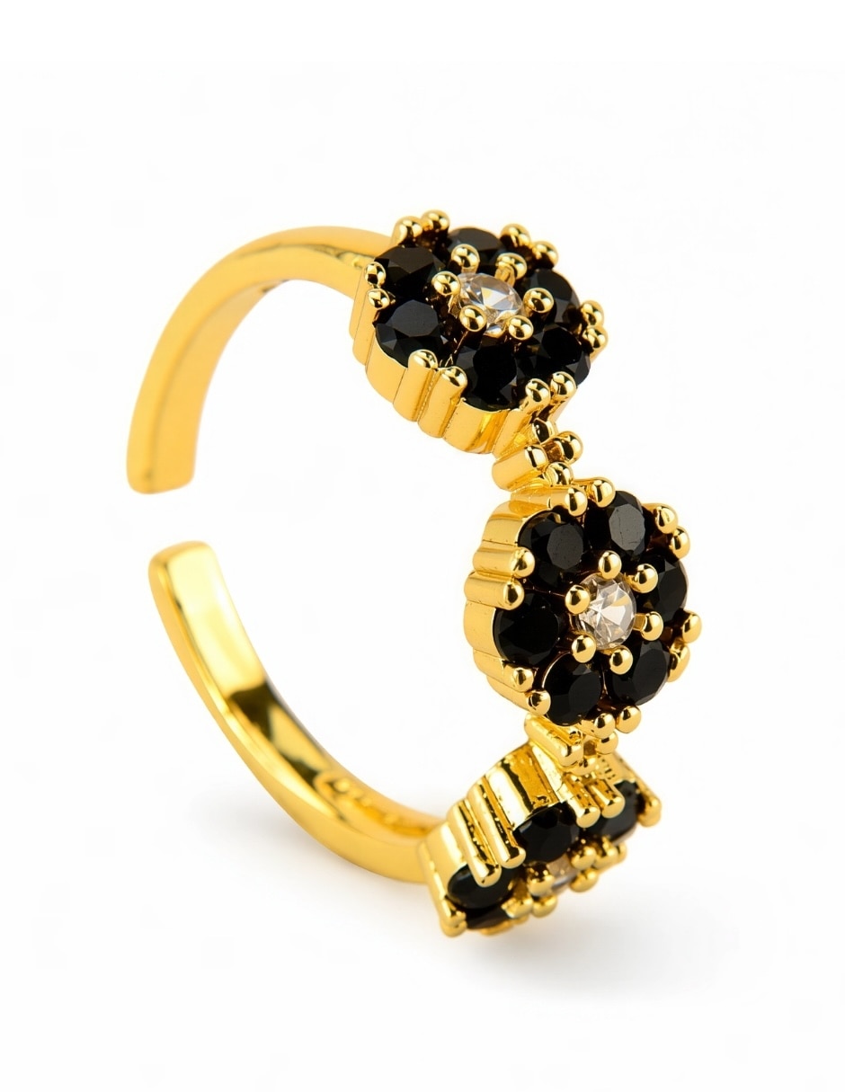 Anillo de flor Yoiko Bloom zirconia baño de oro