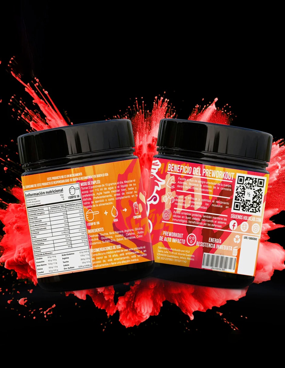 Pre entreno Ultra Instinto frutos rojos Olix con Proteína de 300 g