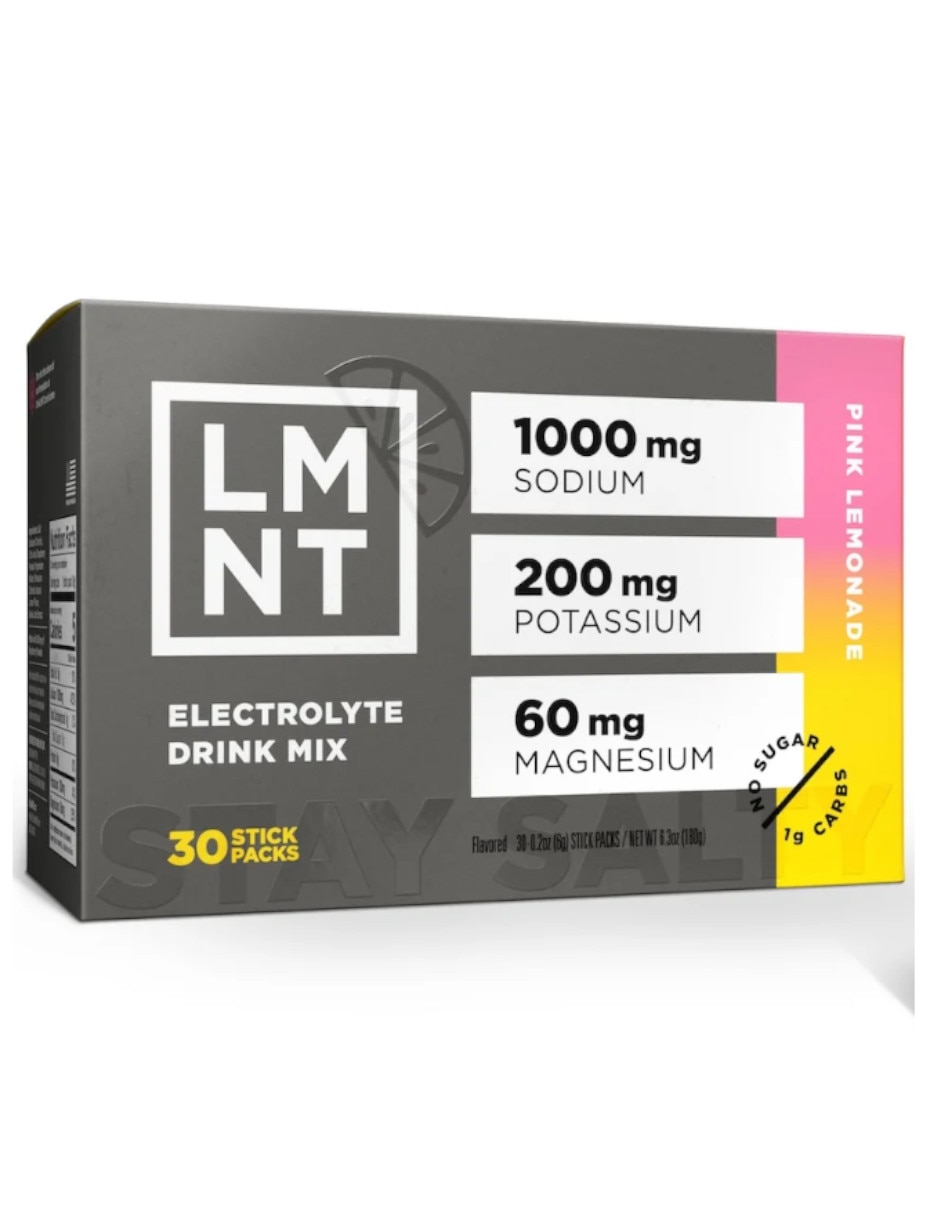 Electrolitos LMNT sin azúcar sabor limonada rosa con Vitamina D Calcio Zinc Potasio Vitamina C Fosforo Magnesio Cloruro