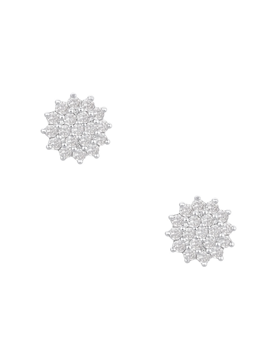 Broqueles redondos de Plata P 925 con acabado pavé zirconia