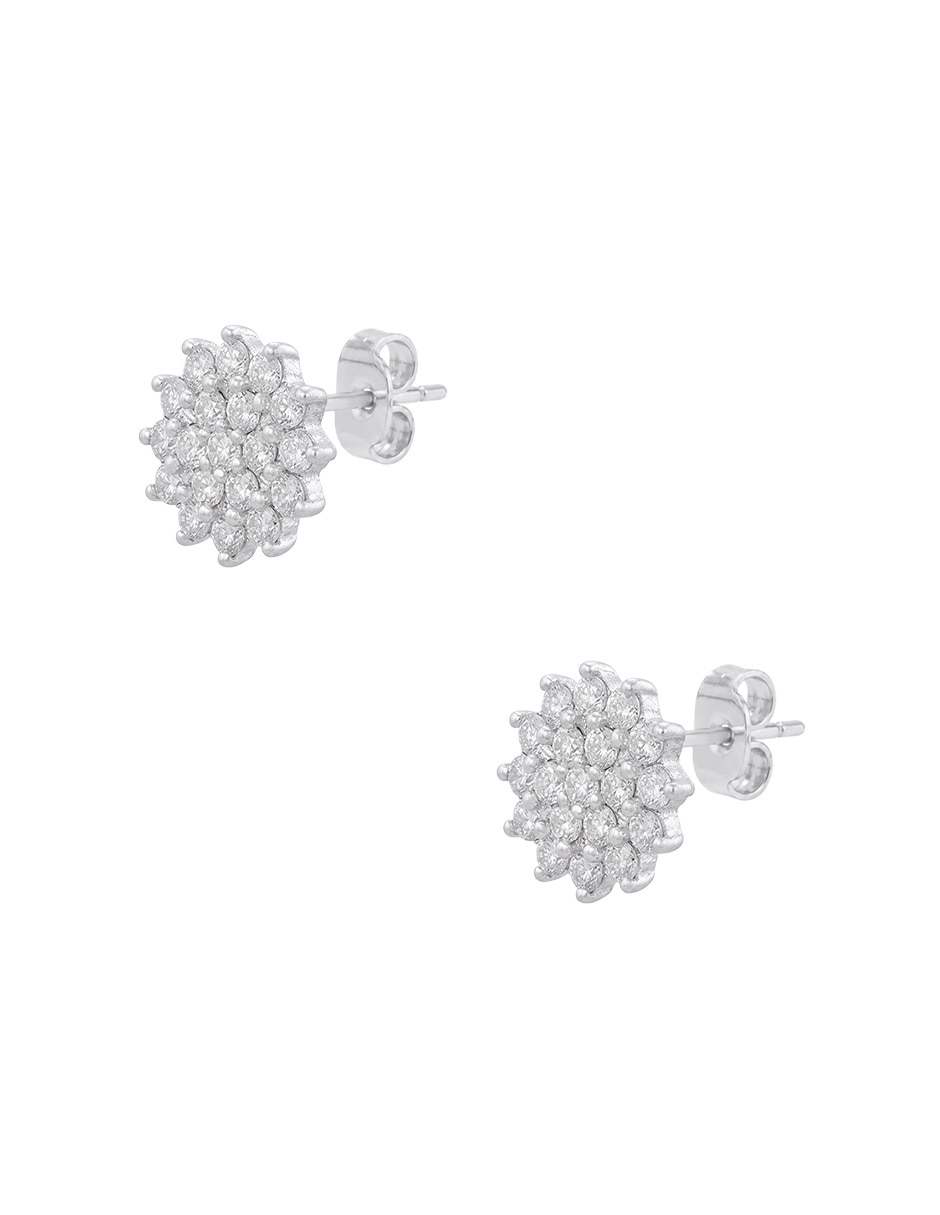 Broqueles redondos de Plata P 925 con acabado pavé zirconia 4