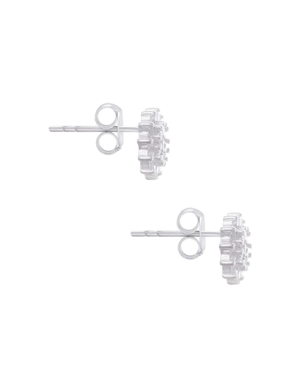 Broqueles redondos de Plata P 925 con acabado pavé zirconia 2