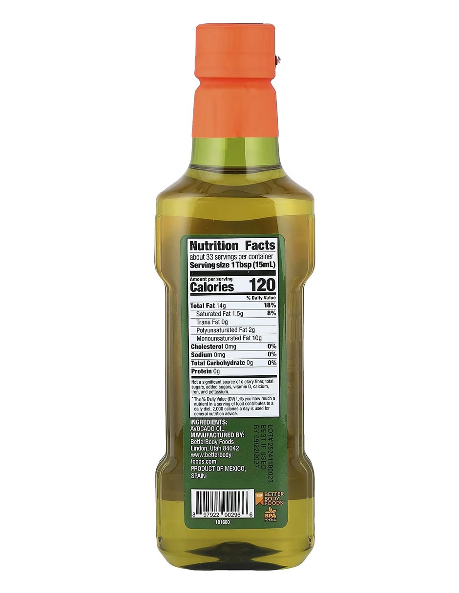Aceite de aguacate Betterbody Foods