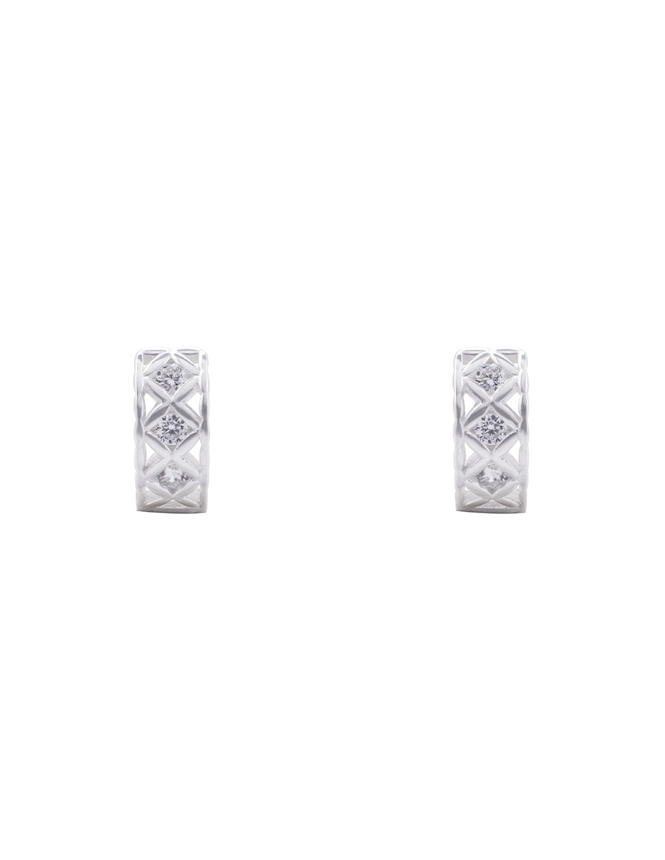 Aretes huggies redondos de Plata P 925 con acabado pulido zirconia