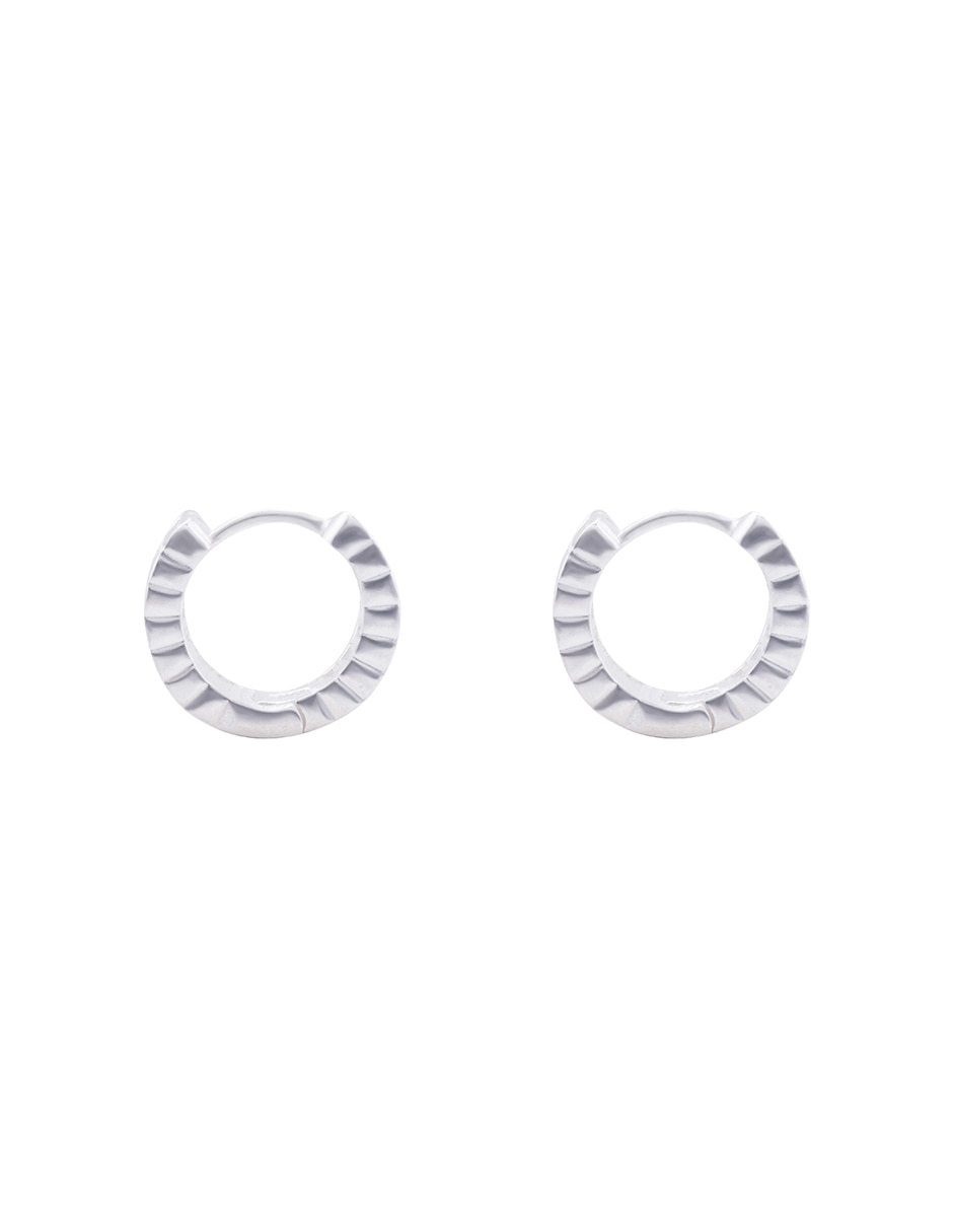 Aretes huggies redondos de Plata P 925 con acabado pulido zirconia 4
