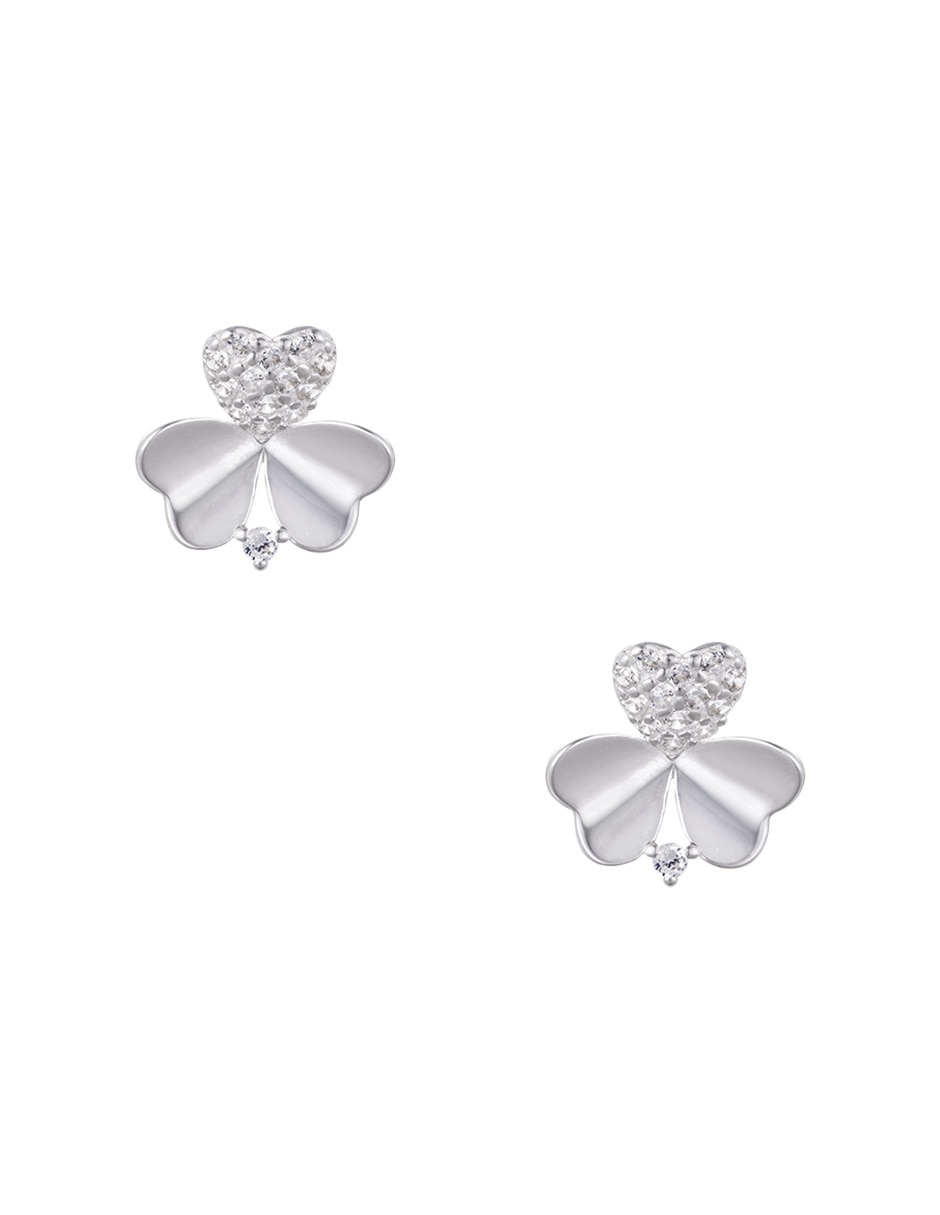 Broqueles de Flor de Plata P 925 con acabado pulido zirconia Broqueles de Flor de Plata P 925 con acabado pulido zirconia