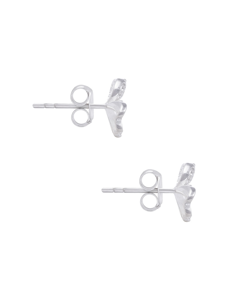 Broqueles de Flor de Plata P 925 con acabado pulido zirconia 2