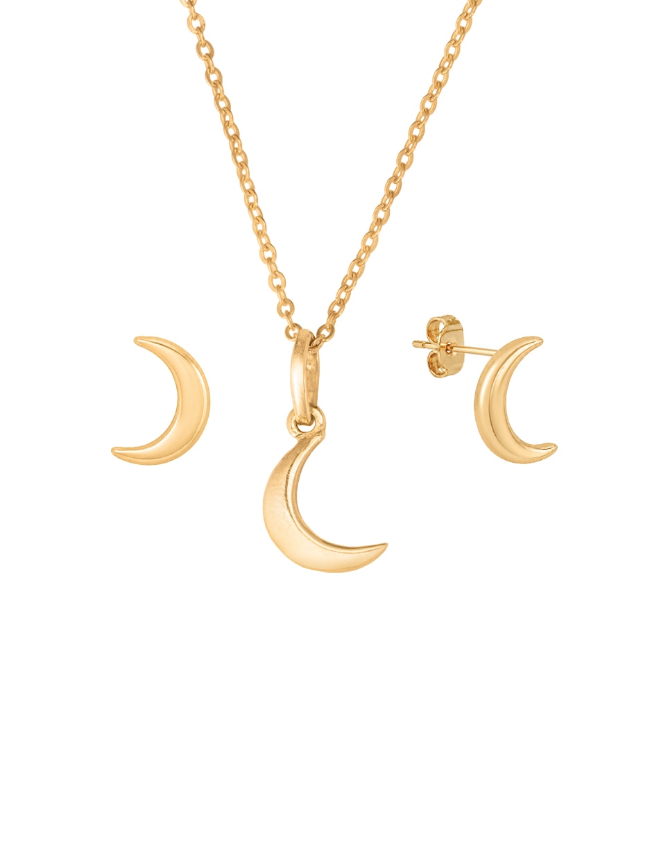 Aretes y collar de Luna Unlimited By Ob de oro amarillo 10 K